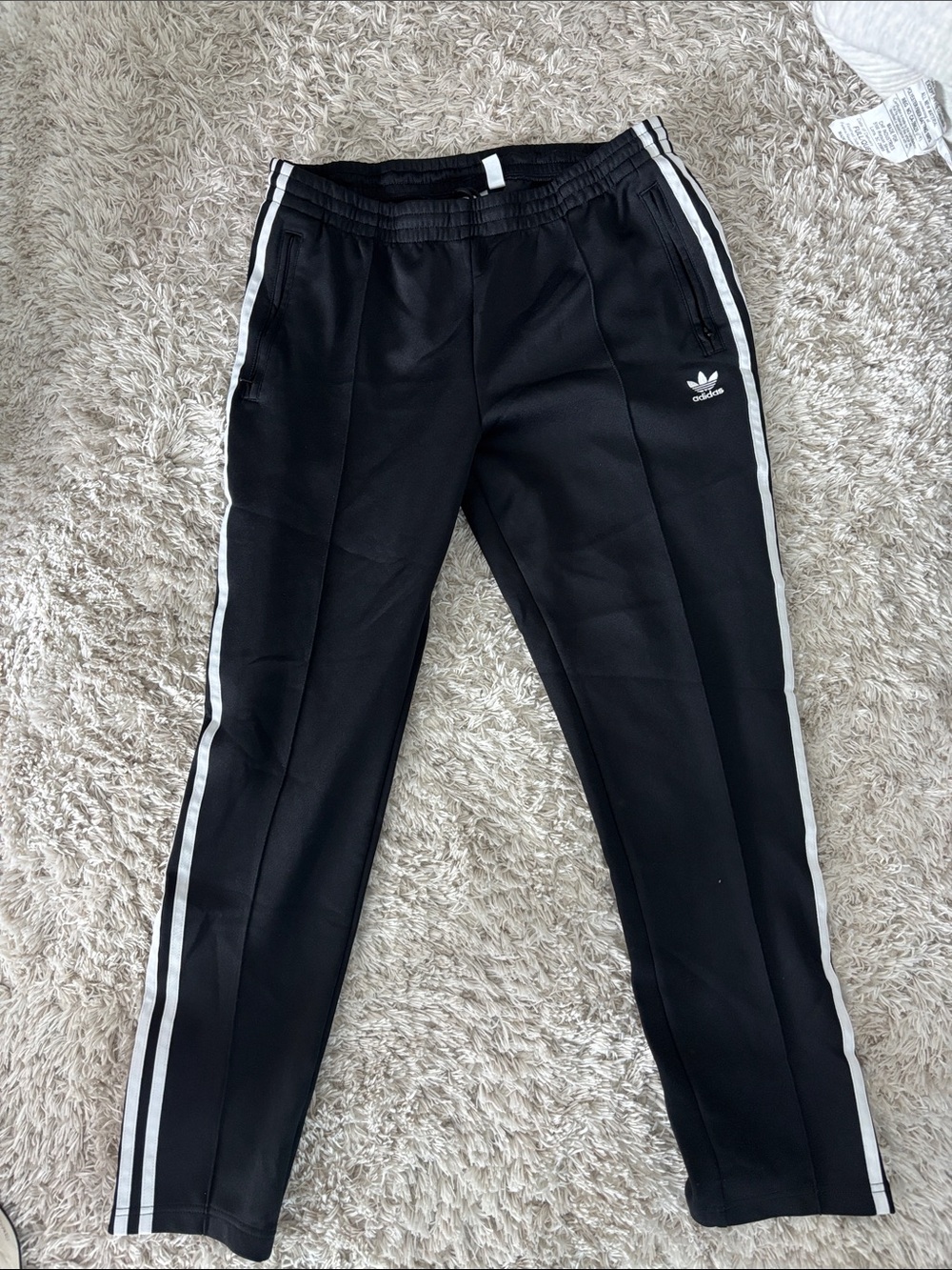adidas Black Joggers with White Side Stripes